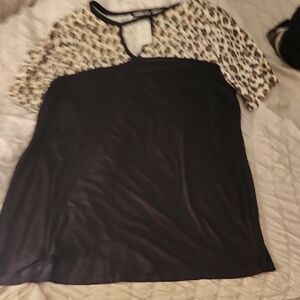HEIMISH USA Leopard and Black Blouse